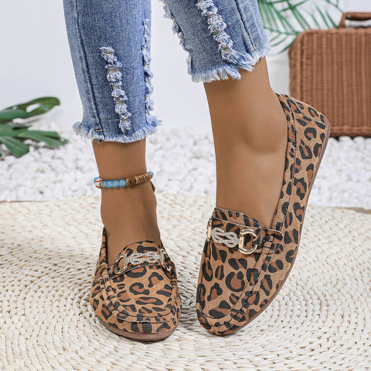 Jade - Leder-Mokassins mit Leopardenmuster