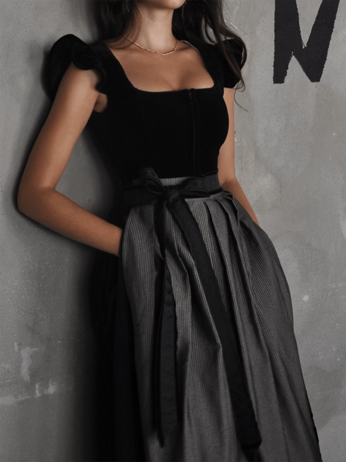 Damen Einfarbiges, lässiges, knielanges Kleid mit Schleife