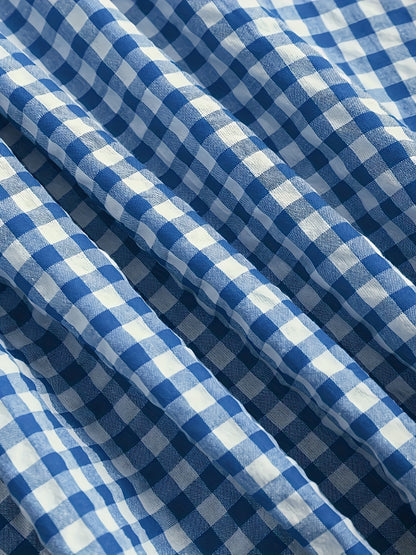 Oktoberfest Maxi Kleid – Kariert in Blau & Rot