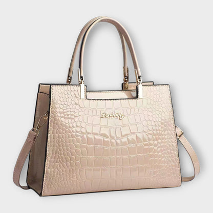 Kronenberg. -  Glänzende Krokodilledermuster-Handtasche