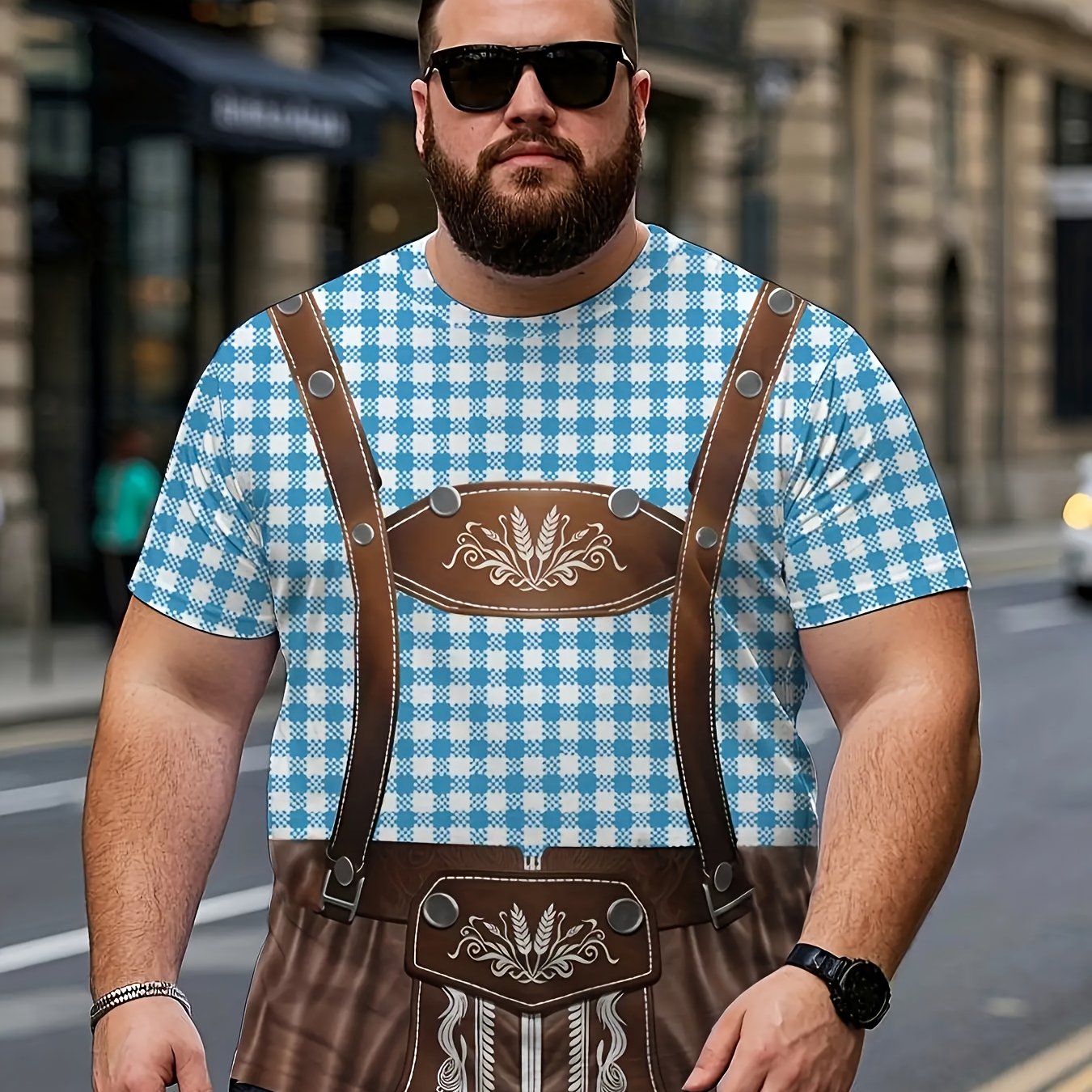 Oktoberfest T-Shirt – Lederhosen Look (Größen XL bis 6XL)