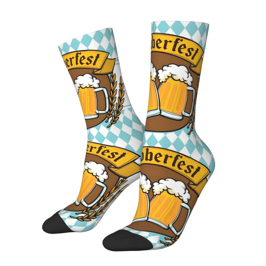 Oktoberfest Socken – Bierkrug & Rauten Design