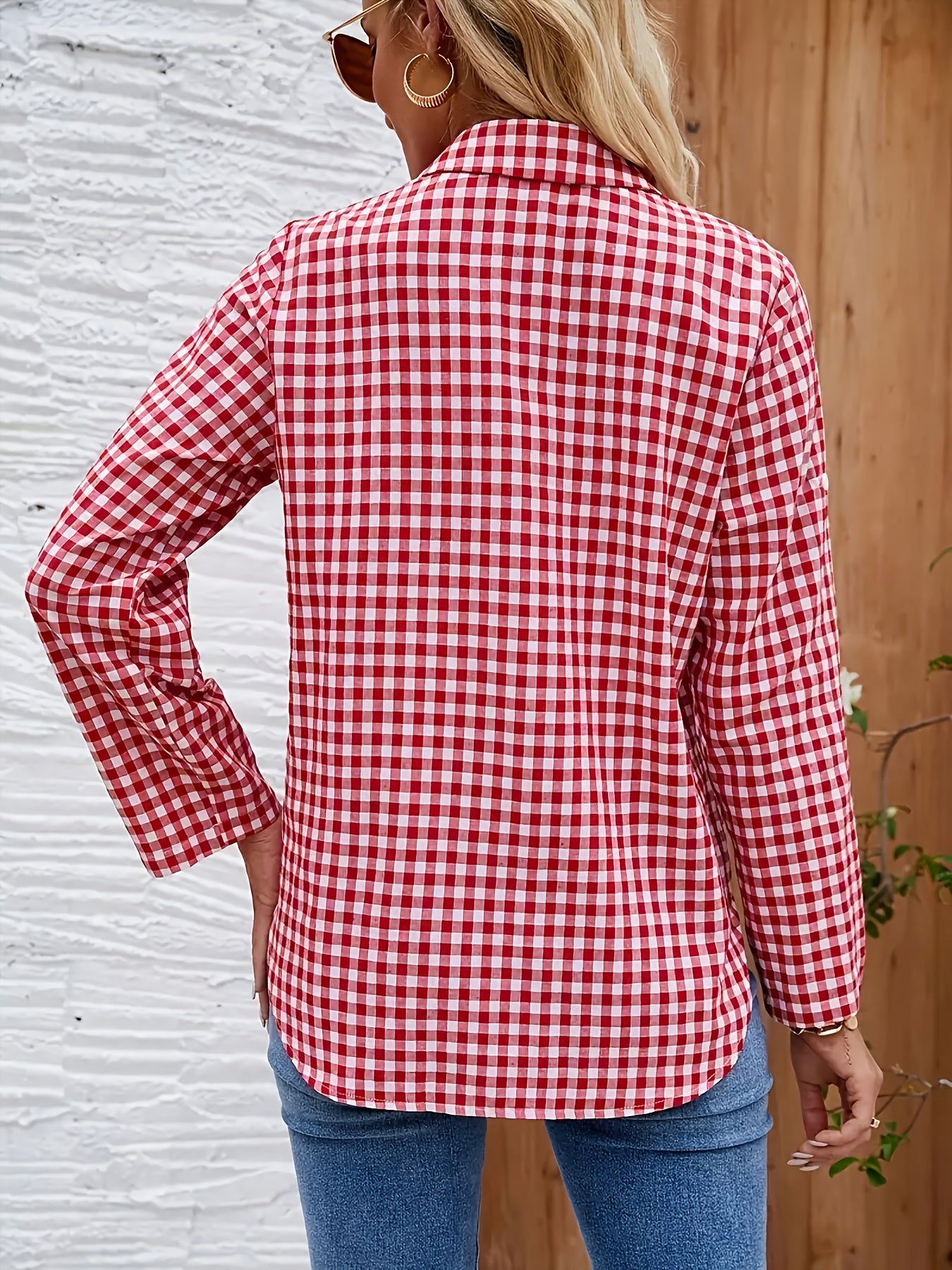 Oktoberfest Damenbluse – Rot Weiß Kariert