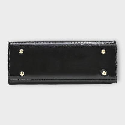 Kronenberg. -  Glänzende Krokodilledermuster-Handtasche