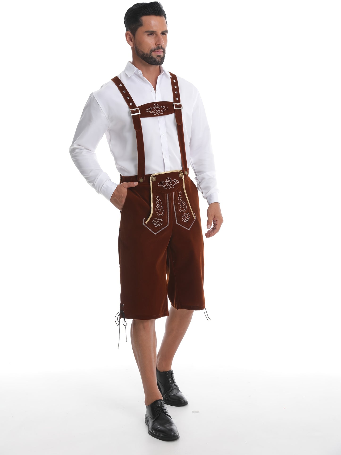 Traditionelle Oktoberfest Lederhose mit Stickerei – in 3 Farben