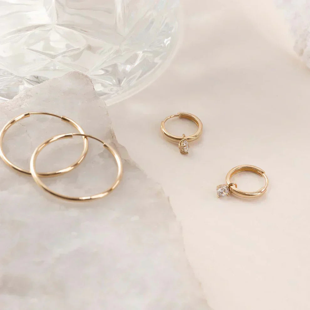 18K Goldene Moonbeam Steinen Hoops Ohrringe