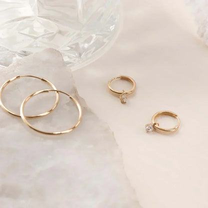 18K Goldene Moonbeam Steinen Hoops Ohrringe