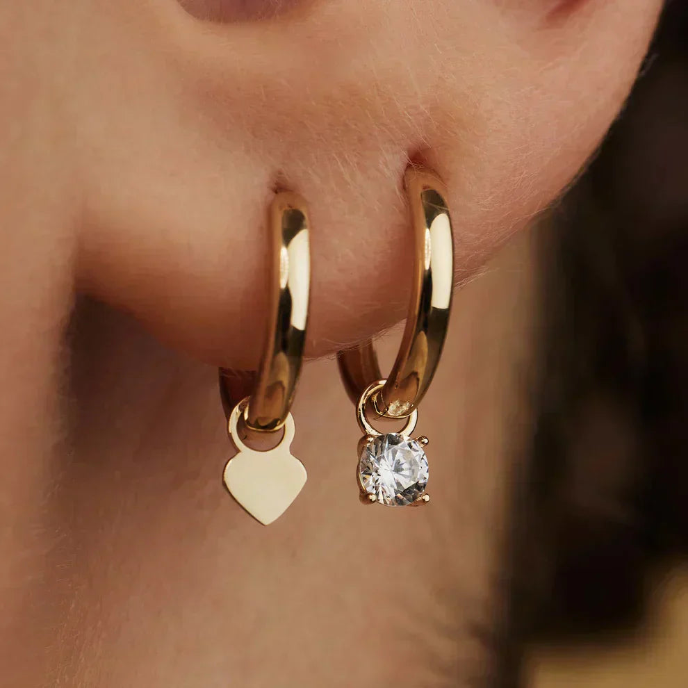 18K Goldene Moonbeam Steinen Hoops Ohrringe