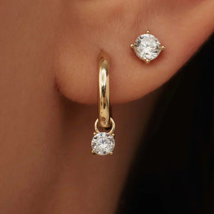 18K Goldene Moonbeam Steinen Hoops Ohrringe