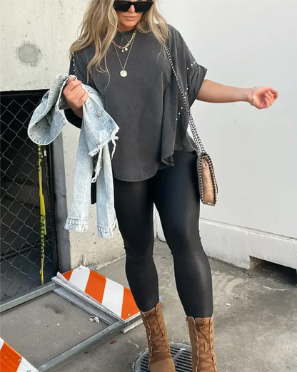 Bella™ | Oversized T-Shirt Mit Statement-Details