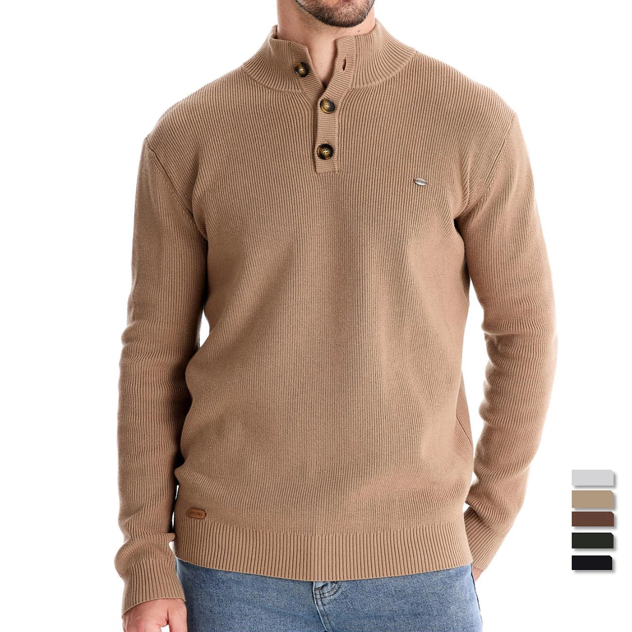 Michiel | Herrenpullover mit Knopfdesign